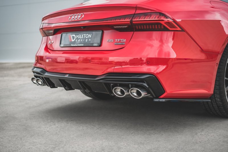 Maxton Diffusor Heck Ansatz für + Endschalldampfer Sportauspuff Attrappe Audi A7 C8 S-Line AU-A7-C8-SLINE-RS1G+BLACK