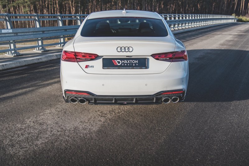 Maxton Mittlerer Diffusor Heck Ansatz für Audi S5 Sportback F5 Facelift schwarz Hochglanz AU-S5-2F-SB-RD1-G