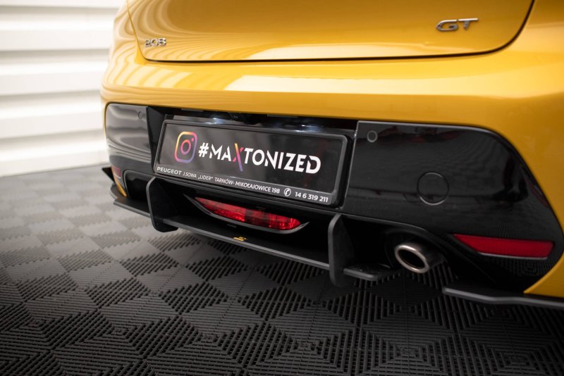 Maxton Street Pro Heck Ansatz Flaps Diffusor +Flaps für Peugeot 208 GT Mk2 schwarz Hochglanz PE2082GTCNC-RS1B+BRBI+RSF1-G
