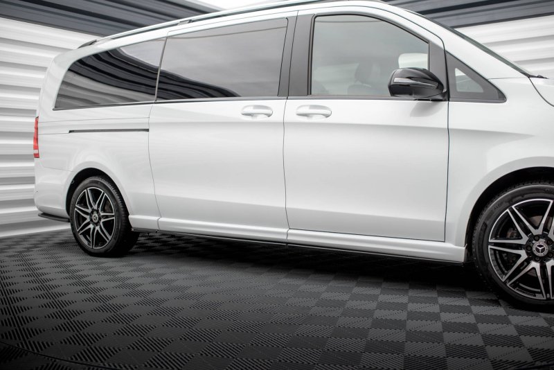 Maxton Seitenschweller Ansatz für Mercedes-Benz V-Klasse Extra Long AMG-Line W447 Facelift schwarz Hochglanz ME-V-447F-AMGLINE-XL-SD1A+B+C-G