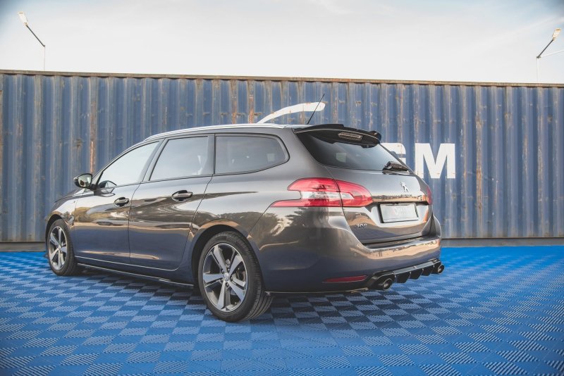 Maxton Heck Ansatz Flaps Diffusor V.2 für Peugeot 308 SW Mk2 Facelift schwarz Hochglanz PE-308-2F-SW-RSD2-G