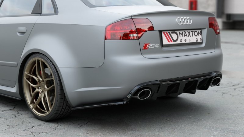 Maxton Heck Ansatz Flaps Diffusor V.2 für Audi RS4 Limousine B7 schwarz Hochglanz AU-RS4-B7-RSD2-G