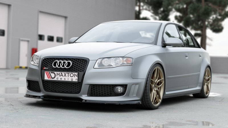 Maxton Front Ansatz V.1 für Audi RS4 B7 schwarz Hochglanz AU-RS4-B7-FD1-G