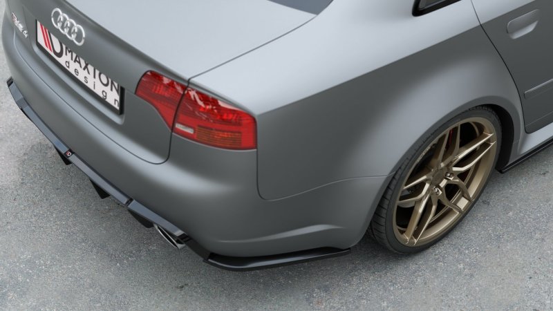Maxton Heck Ansatz Flaps Diffusor V.2 für Audi RS4 Limousine B7 schwarz Hochglanz AU-RS4-B7-RSD2-G
