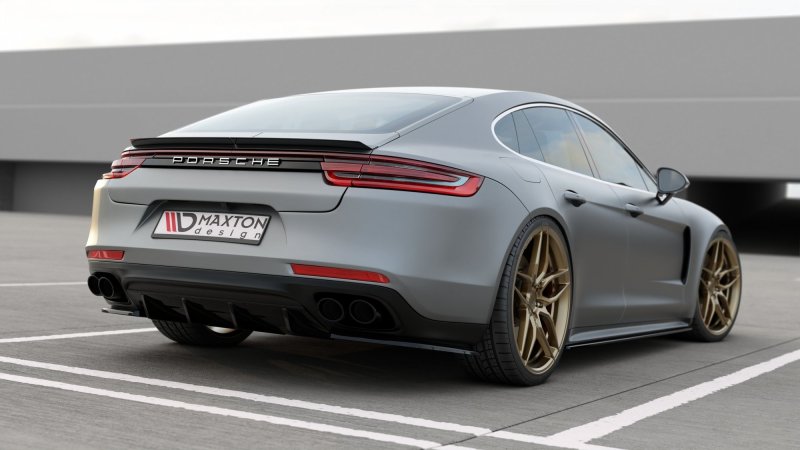 Maxton Diffusor Heck Ansatz für Porsche Panamera Turbo 971 schwarz Hochglanz PO-PA-971-T-RS1-G