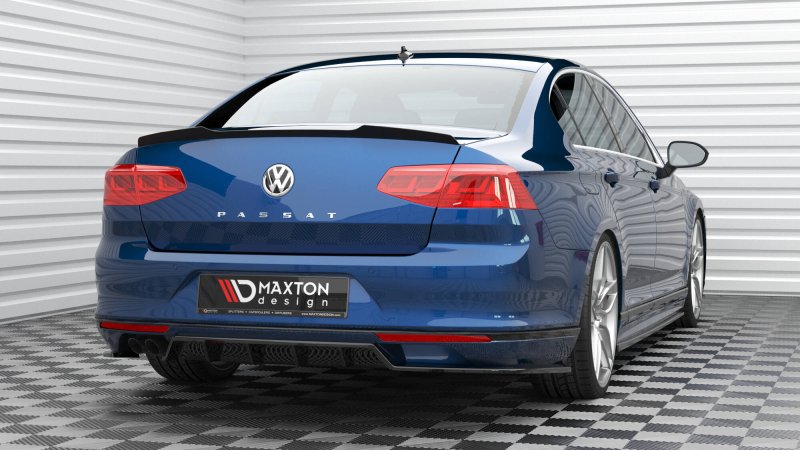 Maxton Spoiler CAP Abrisskante VW Passat Limousine R-Line Mk8 schwarz Hochglanz VW-PA-B8-RLINE-S-CAP1-G
