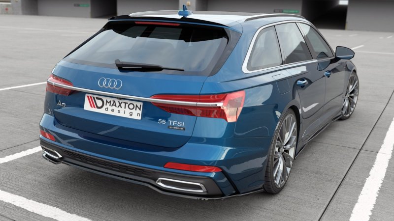 Maxton Mittlerer Diffusor Heck Ansatz für Audi A6 S-Line Avant C8 schwarz Hochglanz AU-A6-C8-SLINE-RD1-G