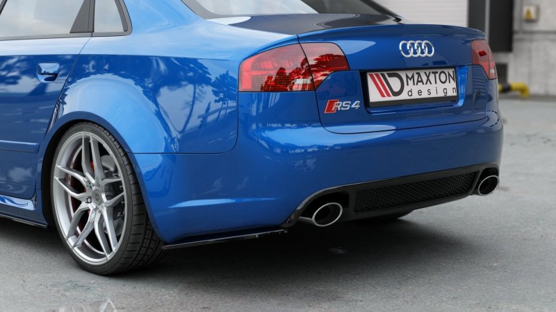 Maxton Heck Ansatz Flaps Diffusor V.1 für Audi RS4 Limousine B7 schwarz Hochglanz AU-RS4-B7-RSD1-G