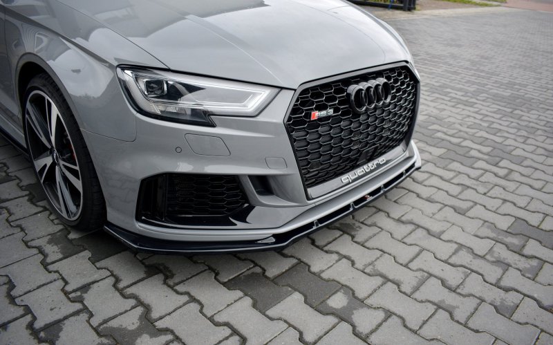 Maxton Front Ansatz V.1 für Audi RS3 8V FL Limousine schwarz Hochglanz AU-RS3-8VF-S-FD1-G