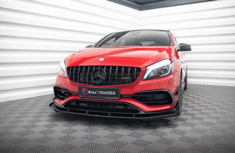 Maxton Front Flaps Mercedes-Benz A 45 AMG W176 Facelift schwarz Hochglanz MEA176FAEROCNC-FSF1-G