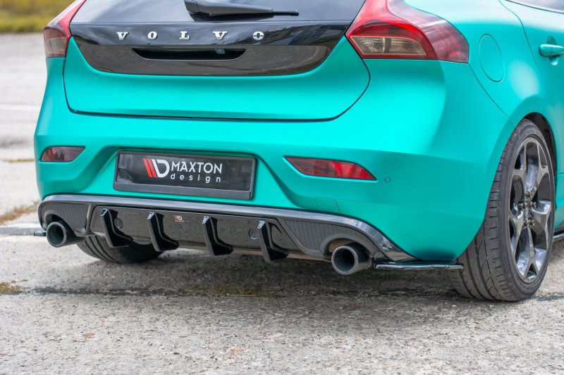 Maxton Heck Ansatz Flaps Diffusor für Volvo V40 R-design schwarz Hochglanz VO-V40-2-RDESIGN-RSD1-G