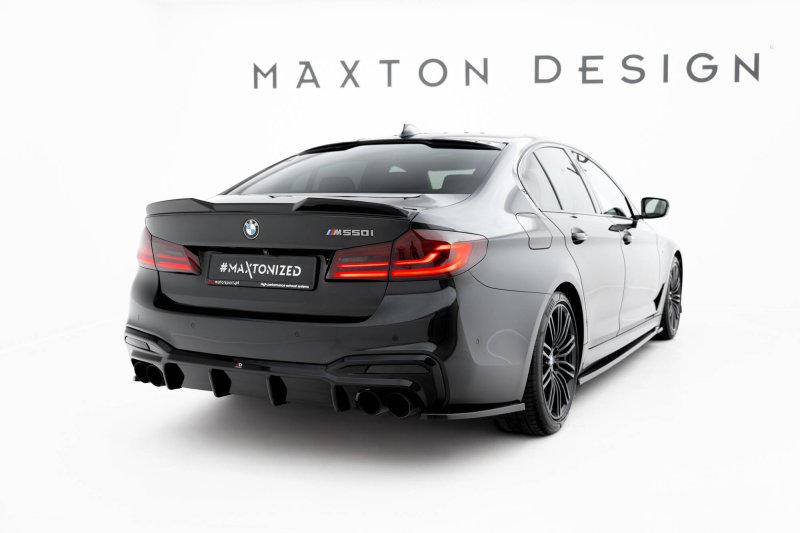 Maxton Spoiler CAP Abrisskante 3D BMW M550i / 5 M-Paket Limousine G30 schwarz Hochglanz BM-5-G30-MPACK-CAP3D1-G
