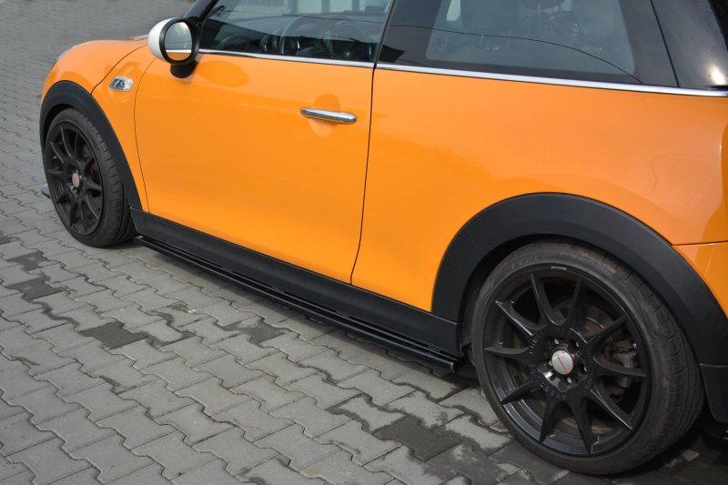 Maxton Seitenschweller Ansatz für MINI COOPER S MK3 vor Facelift 3-Türer (F56) schwarz Hochglanz MC-S-3-56-SD1-G