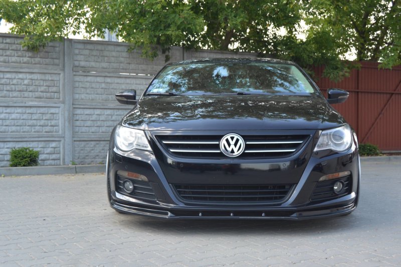 Maxton Front Ansatz V.1 für VW PASSAT CC vor Facelift, STANDARD STOßSTANGE schwarz Hochglanz VW-PA-CC-FD1-G