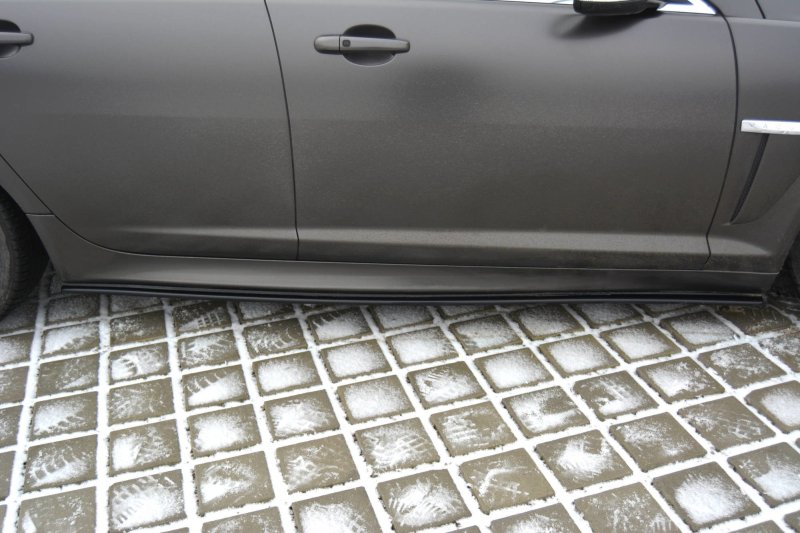 Maxton Seitenschweller Ansatz für JAGUAR XF (X250) MK1 SPORTBRAKE S-PACK schwarz Hochglanz JA-XFS-1F-SB-SD1-G