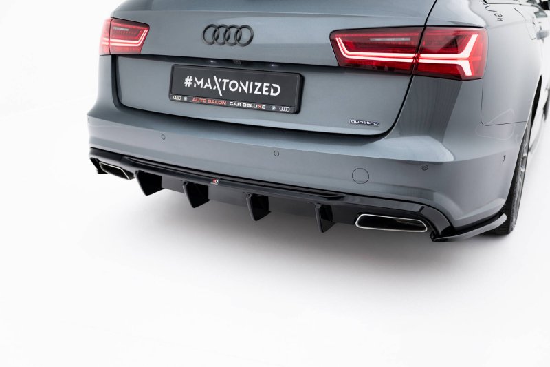Maxton Diffusor Heck Ansatz V.2 Audi A6 / A6 C7 S-line/ S6 C7 Facelift schwarz Hochglanz AU-A6-C7F-SLINE-RS1GO_O+RS1R-G