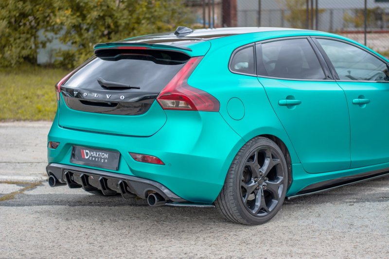 Maxton Heck Ansatz Flaps Diffusor für Volvo V40 R-design schwarz Hochglanz VO-V40-2-RDESIGN-RSD1-G