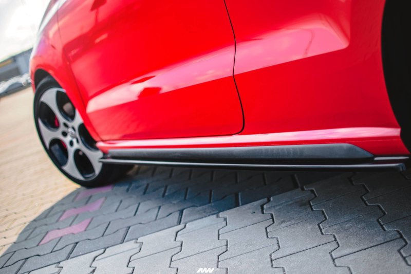 Maxton Seitenschweller Ansatz für VOLKSWAGEN Polo 6R GTI vor Facelift schwarz Hochglanz VW-PO-5-GTI-SD1-G