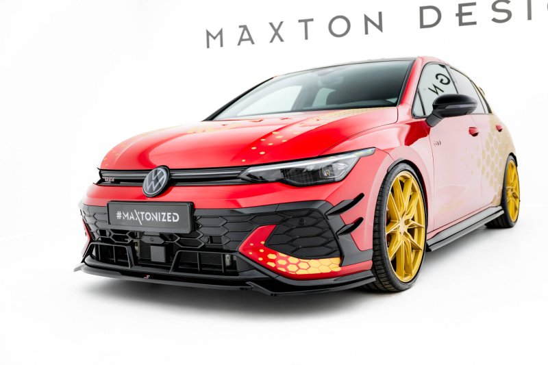 Maxton Front Ansatz V.4 VW Golf GTI Clubsport Mk8 Facelift schwarz Hochglanz VW-GO-8F-GTI-CS-FD4-G