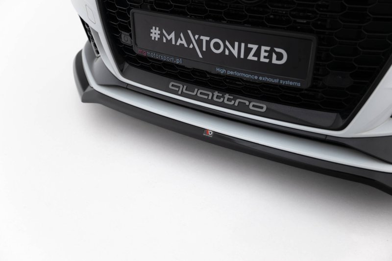 Maxton Front Ansatz V.4 Audi RS3 Limousine 8V Facelift schwarz Hochglanz AU-RS3-8VF-S-FD4-G