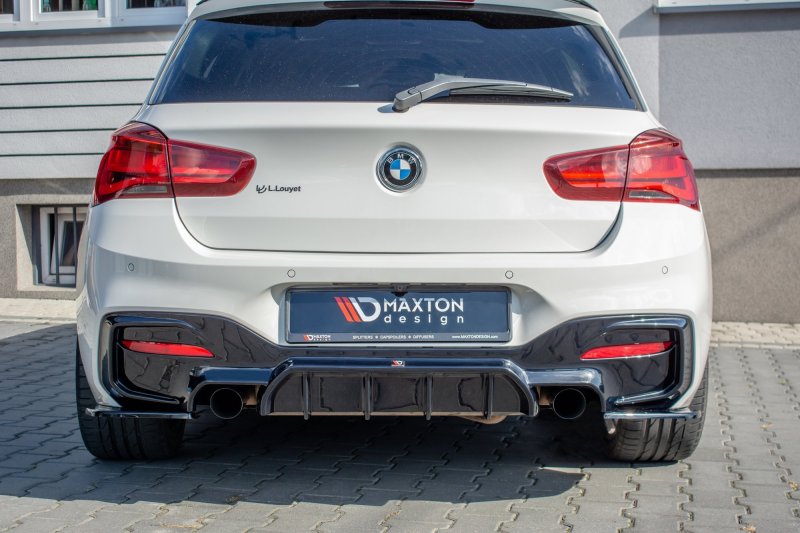 Maxton Heck Ansatz Flaps Diffusor für BMW 1er F20 Facelift M-power schwarz Hochglanz BM-1-F20F-M-RSD3-G