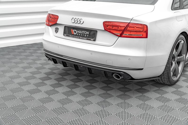 Maxton Diffusor Heck Ansatz für Audi A8 D4 schwarz Hochglanz AU-A8-D4-RS1-G