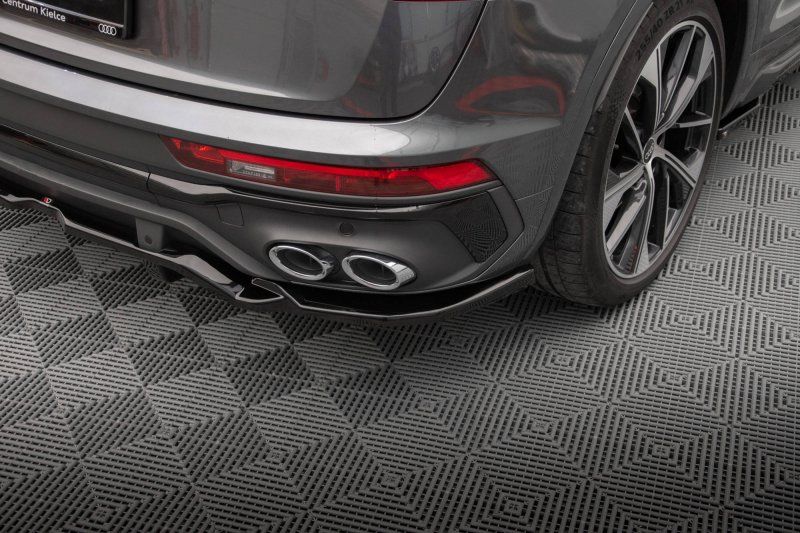 Maxton Mittlerer Diffusor Heck Ansatz DTM Look für Audi SQ5 Sportback Mk2 Facelift schwarz Hochglanz AU-SQ5-2F-SB-RD1G+RD2-G