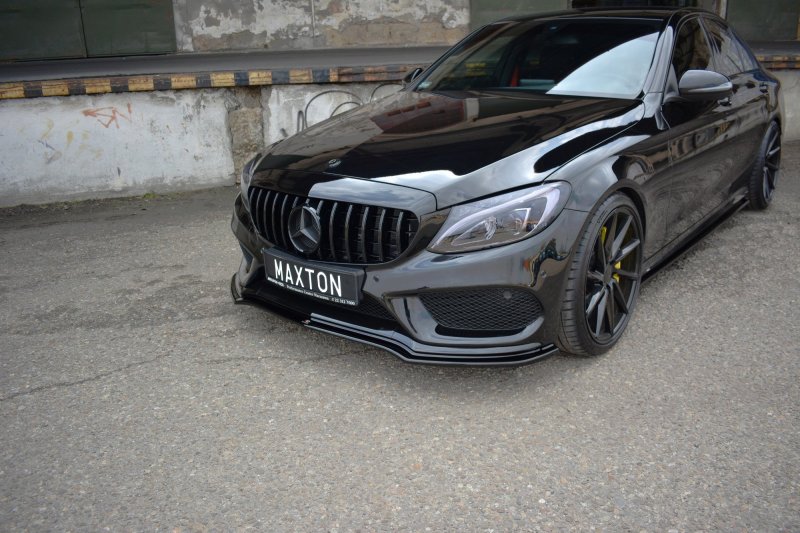 Maxton Front Ansatz V.1 für MERCEDES- BENZ C43 AMG W205 schwarz Hochglanz ME-C-205-AMG-FD1-G