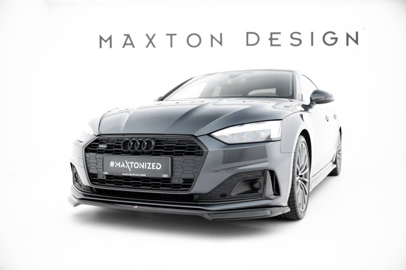 Maxton Front Ansatz V.2 Audi A5 F5 Facelift schwarz Hochglanz AU-A5-2F-SB-FD2-G