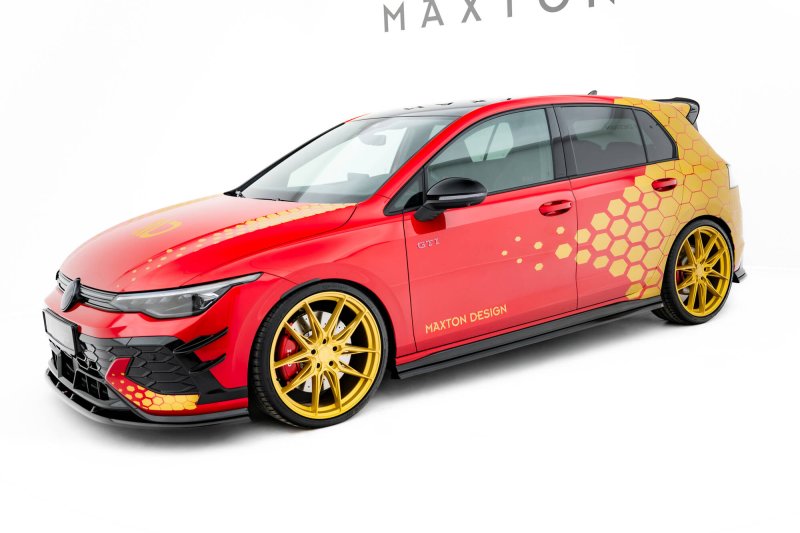 Maxton Seitenschweller Ansatz V.2 VW Golf GTI Clubsport Mk8 Facelift schwarz Hochglanz VW-GO-8F-GTI-CS-SD2-G