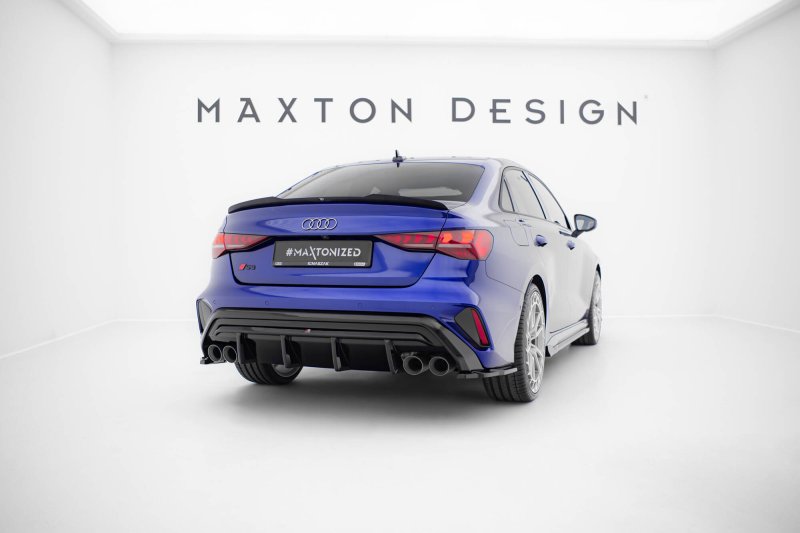 Maxton Heck Ansatz Flaps Diffusor V.3 Audi S3 Limousine 8Y Facelift schwarz Hochglanz AU-S3-8YF-S-RSD3-G