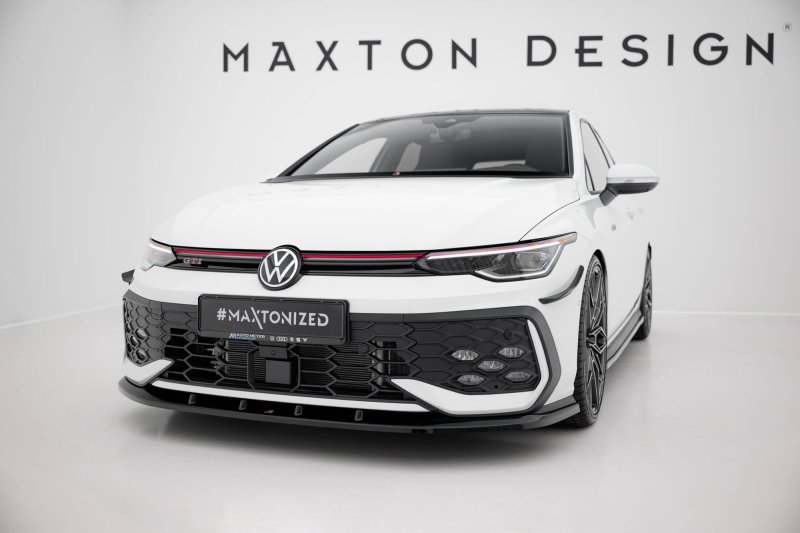Maxton Front Ansatz V.5 VW Golf GTI / GTE / R-Line Mk8 Facelift schwarz Hochglanz VW-GO-8F-GTI-FD5-G