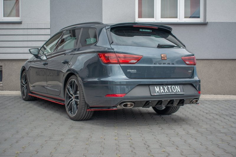 Maxton Diffusor Heck Ansatz V.1 für Seat Leon Cupra Mk3 FL Sportstourer schwarz Hochglanz SE-LE-3F-CU-ST-RS1-G
