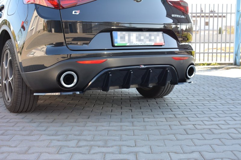 Maxton Diffusor Heck Ansatz für ALFA ROMEO STELVIO schwarz Hochglanz AL-ST-1-RS1-G