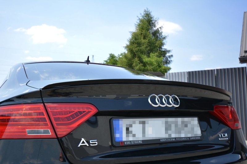 Maxton Spoiler CAP für AUDI A5 SPORTBACK S-LINE MK1 FACELIFT 8T  schwarz Hochglanz AU-A5-1F-SLINE-SB-CAP1-G