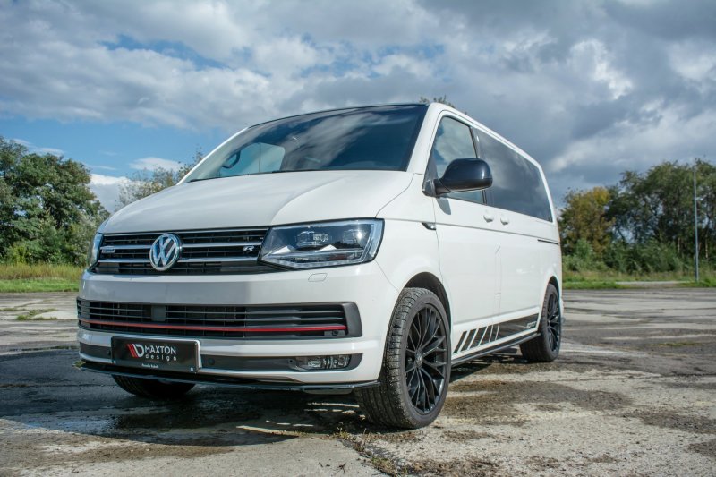 Maxton Seitenschweller Ansatz für Volkswagen T6 schwarz Hochglanz VW-T6-SD1A+B-G