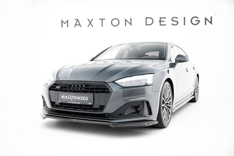 Maxton Front Ansatz V.1 Audi A5 F5 Facelift schwarz Hochglanz AU-A5-2F-SB-FD1-G