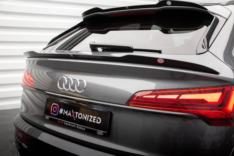 Maxton Niedriger Spoiler CAP für Audi SQ5 Sportback Mk2 Facelift schwarz Hochglanz AU-SQ5-2F-SB-CAP2-G
