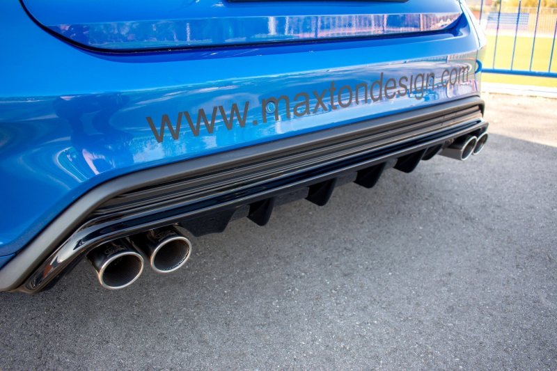 Maxton Diffusor Heck Ansatz für Ford Focus Mk4 St-line schwarz Hochglanz FO-FO-4-STLINE-RS2-G