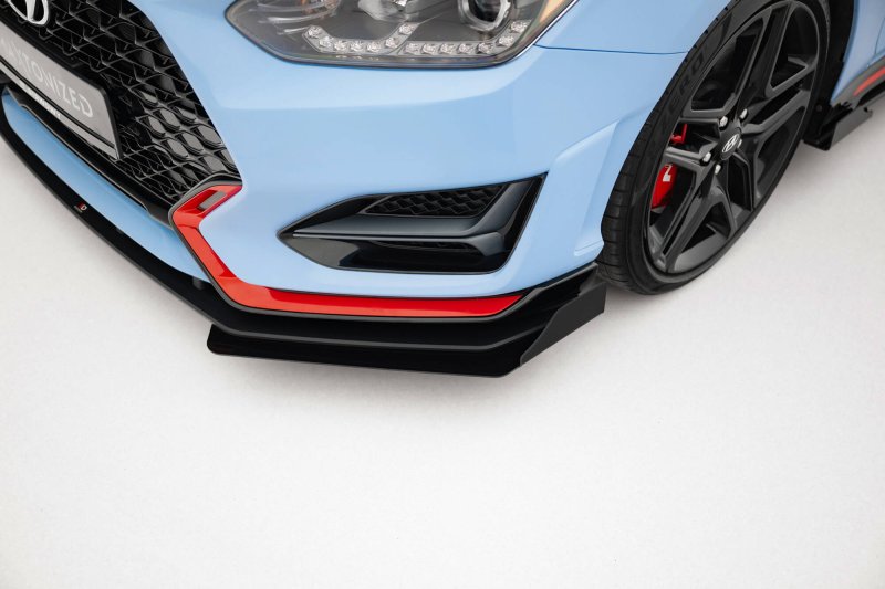 Maxton Street Pro Front Ansatz + Flaps Hyundai Veloster N Mk2 schwarz Hochglanz HYVE2NCNC-FD1BRB+FSF1-G