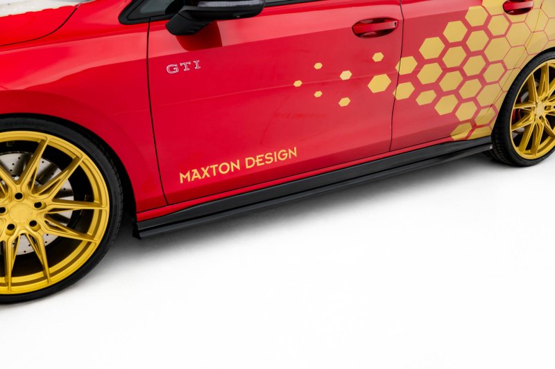 Maxton Seitenschweller Ansatz V.2 VW Golf GTI Clubsport Mk8 Facelift schwarz Hochglanz VW-GO-8F-GTI-CS-SD2-G