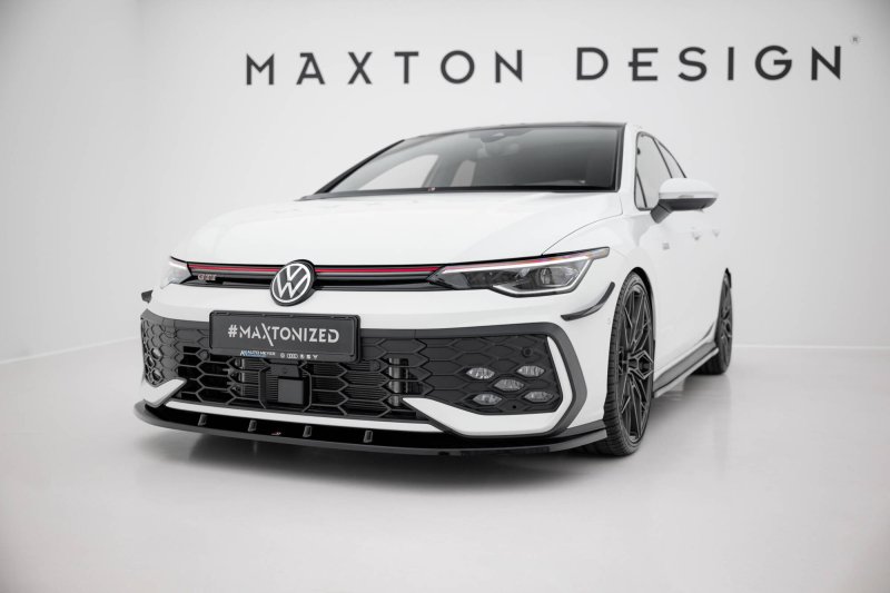 Maxton Front Ansatz V.1 VW Golf GTI / GTE / R-Line Mk8 Facelift schwarz Hochglanz VW-GO-8F-GTI-FD1-G
