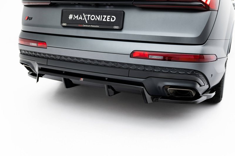 Maxton Mittlerer Cup Diffusor Heck Ansatz Audi Q7 S-Line Mk2 Facelift 2 schwarz Hochglanz AU-Q7-2F2-SLINE-RD1G+RD2-G