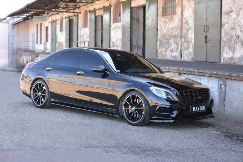 Maxton Seitenschweller Ansatz für Mercedes S-KLASSE AMG-LINE W222 schwarz matt ME-S-222-AMGLINE-SD1-T