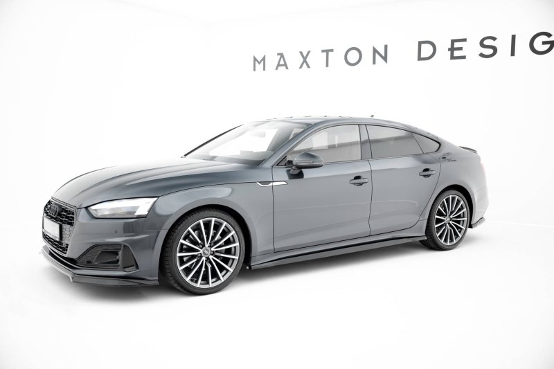 Maxton Seitenschweller Ansatz Audi A5 Sportback F5 Facelift schwarz Hochglanz AU-A5-2F-SB-SD1-G