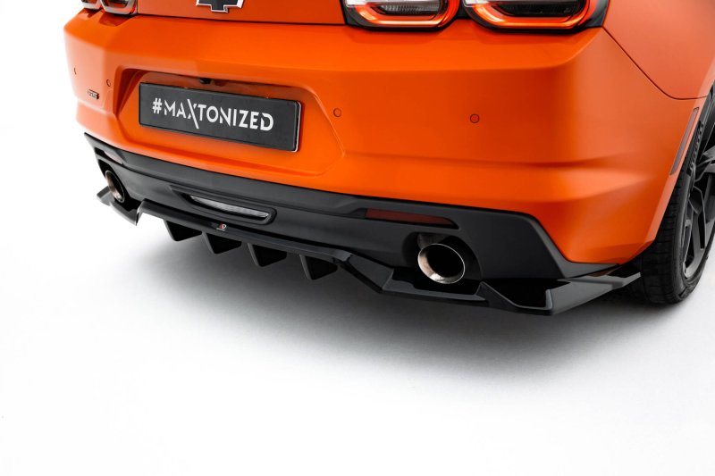 Maxton Mittlerer Cup Diffusor Heck Ansatz Chevrolet Camaro SS Mk6 Facelift schwarz Hochglanz CH-CA-6F-SS-RD1G+RD2-G