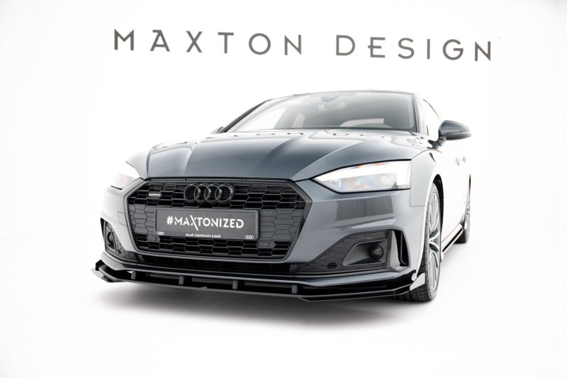 Maxton Street Pro Front Ansatz + Flaps Audi A5 F5 Facelift schwarz Hochglanz AUA52FSBCNC-FD1BRB+FSF1-G