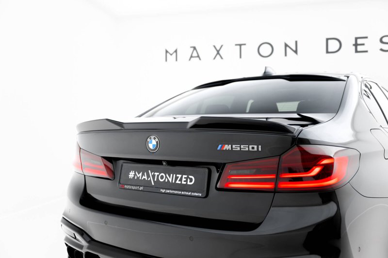 Maxton Spoiler CAP Abrisskante 3D BMW M550i / 5 M-Paket Limousine G30 schwarz Hochglanz BM-5-G30-MPACK-CAP3D1-G