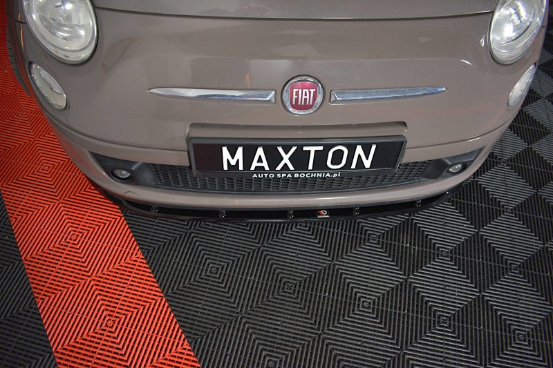 Maxton Front Ansatz V.1 für FIAT 500 HATCHBACK vor Facelift schwarz Hochglanz FI-500-FD1-G