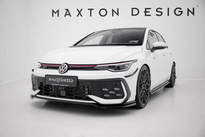 Maxton Front Ansatz V.3 VW Golf GTI / GTE / R-Line Mk8 Facelift schwarz Hochglanz VW-GO-8F-GTI-FD3-G